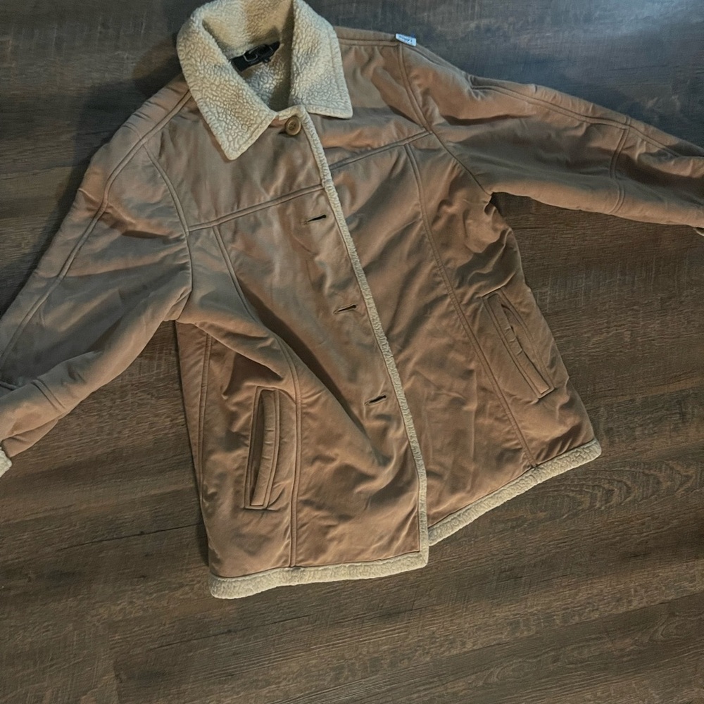 Men's Tan Performance Jacket with Shearling Collar